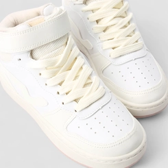 Tênis Casual Feminino Vanscy Cano Alto Mesh Off White