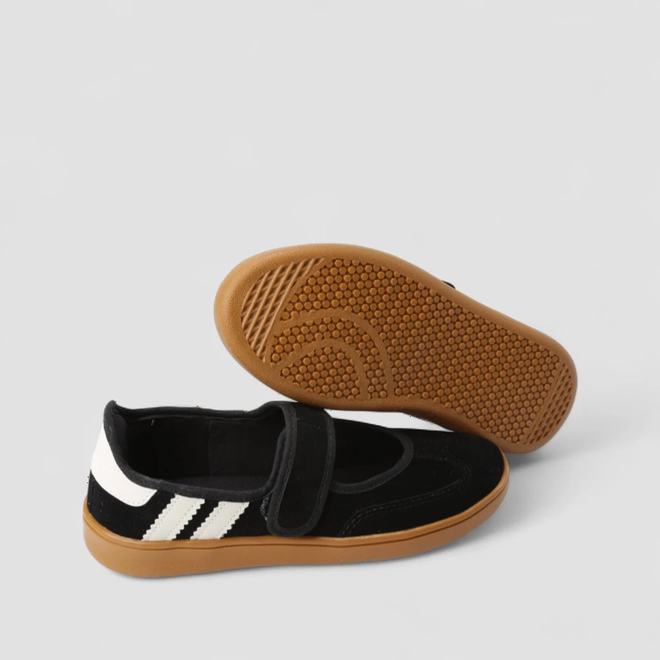 Tênis Casual Feminino Gabriela Boneca Listras Camurça Preto