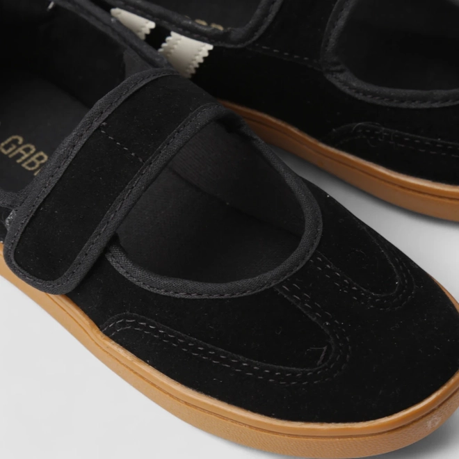 Tênis Casual Feminino Gabriela Boneca Listras Camurça Preto