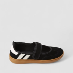 Tênis Casual Feminino Gabriela Boneca Listras Camurça Preto
