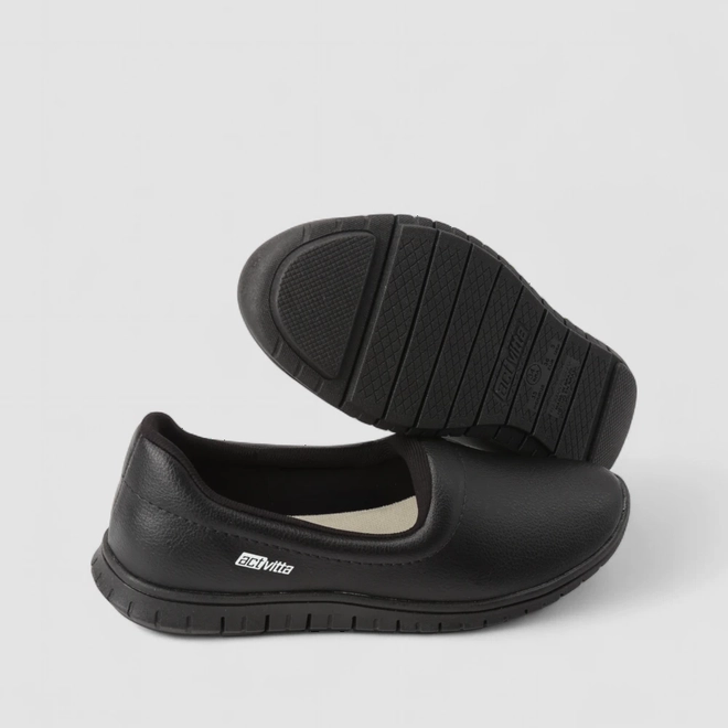 Slip On Feminino Actvitta Calce Fácil Preto
