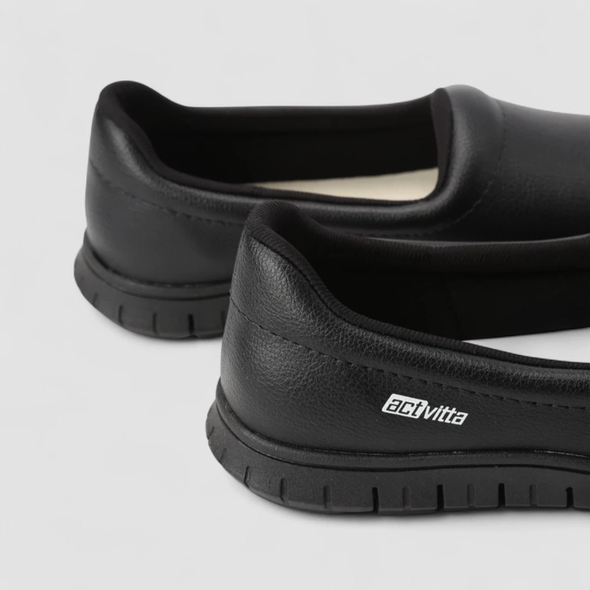 Slip On Feminino Actvitta Calce Fácil Preto