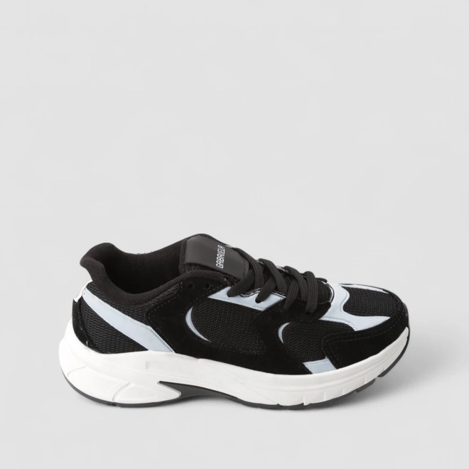Tênis Casual Feminino Gabriela Mesh Recorte Nobuck Preto