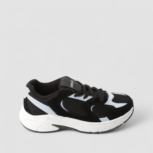 Tênis Casual Feminino Gabriela Mesh Recorte Nobuck Preto