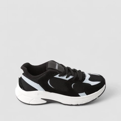Tênis Casual Feminino Gabriela Mesh Recorte Nobuck Preto