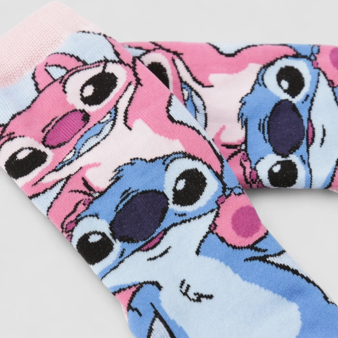 Meia Infantil Lupo Stitch & Angel 24-29 Rosa