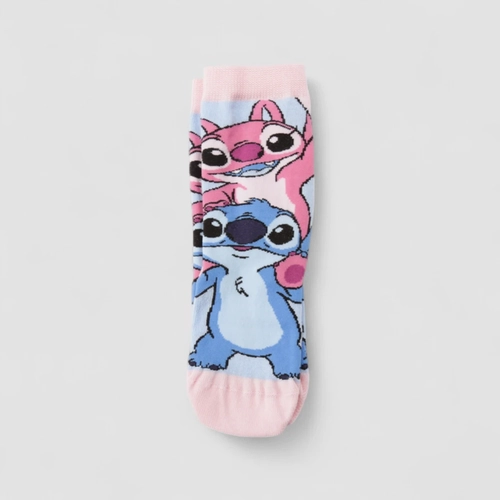 Meia Infantil Lupo Stitch & Angel 24-29 Rosa