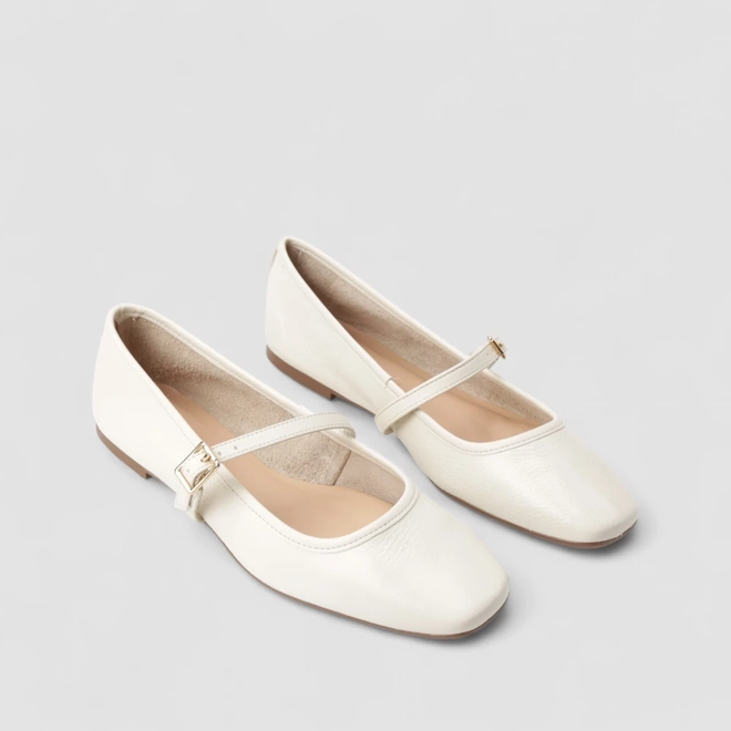 Sapatilha Boneca Feminina Gabriela Couro Off White