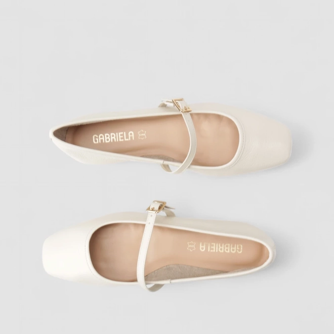 Sapatilha Boneca Feminina Gabriela Couro Off White