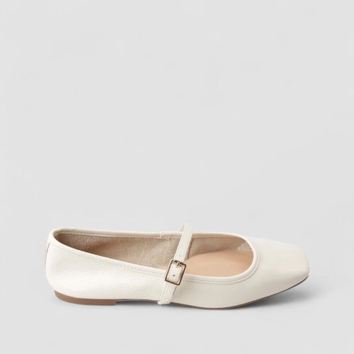Sapatilha Boneca Feminina Gabriela Couro Off White