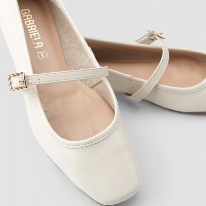 Sapatilha Boneca Feminina Gabriela Couro Off White