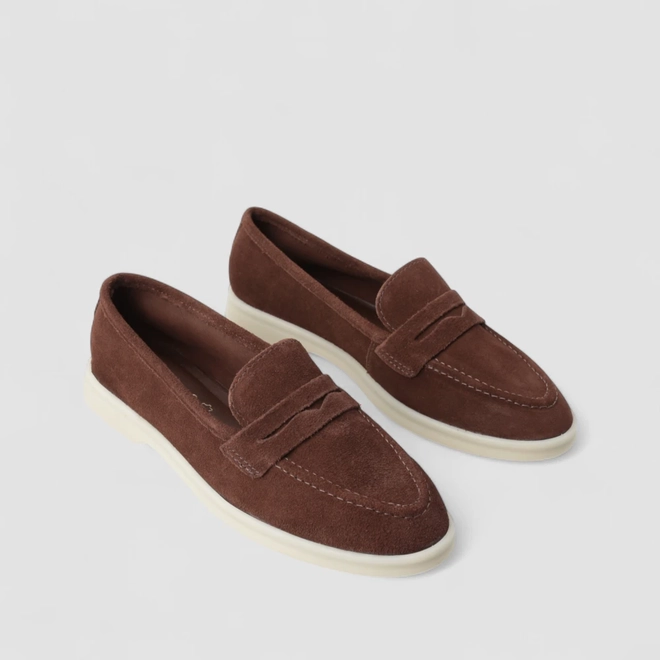 Mocassim Feminina Gabriela Loafer Couro Marrom