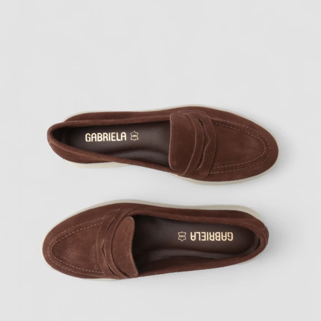 Mocassim Feminina Gabriela Loafer Couro Marrom