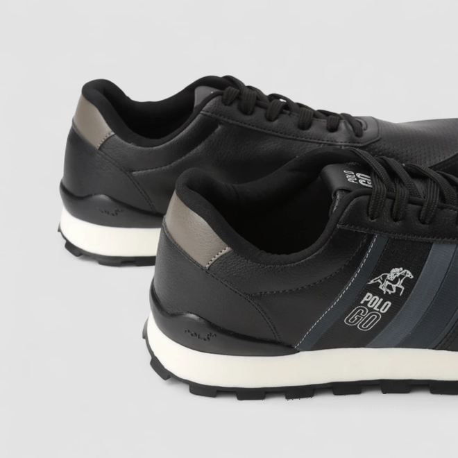 Tênis Casual Masculino Polo Go Perfuros Faixas Laterais Preto