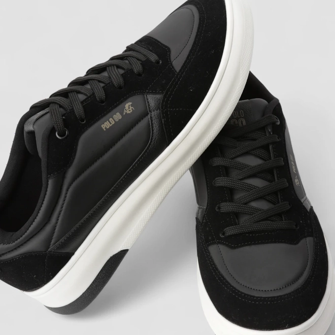 Tênis Casual Masculino Polo Go Recorte Camurça Preto