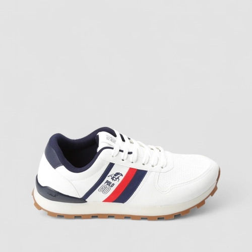 Tênis Casual Masculino Polo Go Perfuros Faixas Laterais Branco