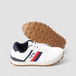 Tênis Casual Masculino Polo Go Perfuros Faixas Laterais Branco