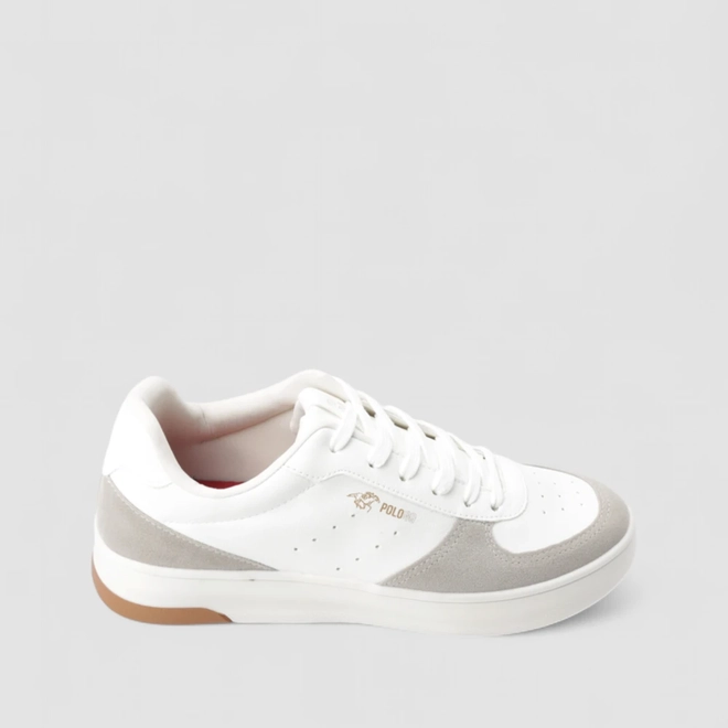 Tênis Casual Masculino Polo Go Recorte Camurça Branco