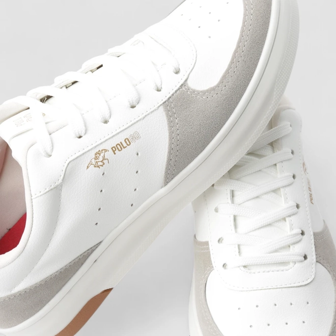 Tênis Casual Masculino Polo Go Recorte Camurça Branco