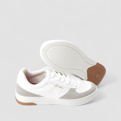 Tênis Casual Masculino Polo Go Recorte Camurça Branco
