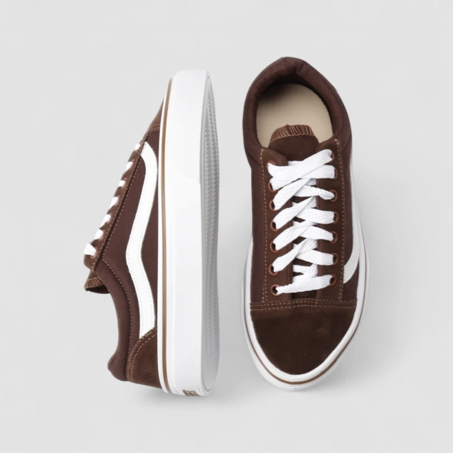 Tênis Casual Feminino Star Feet Recorte Camurça Marrom