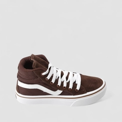 Tênis Casual Feminino Star Feet Cano Alto Recorte Camurça Marrom