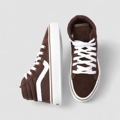 Tênis Casual Feminino Star Feet Cano Alto Recorte Camurça Marrom