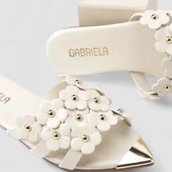 Rasteira Feminina Gabriela Flores Bico Dourado Off-white
