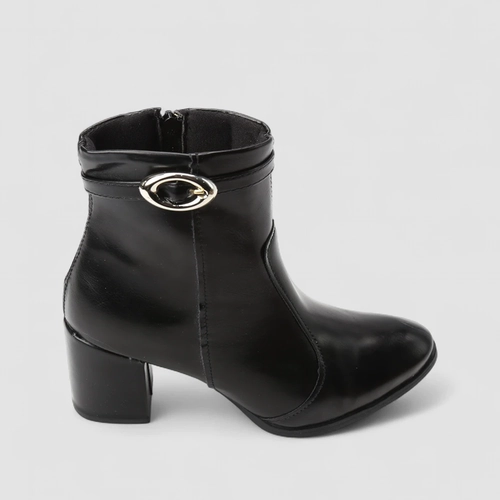 Ankle Boot Feminina Penélope Salto Bloco Fivela Preta