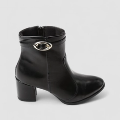 Ankle Boot Feminina Penélope Salto Bloco Fivela Preta