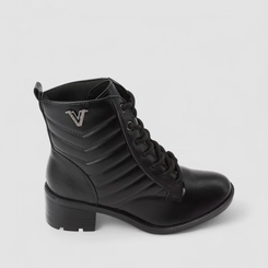 Coturno Feminino Via Marte Detalhe Matelassê Preto