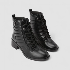 Coturno Feminino Via Marte Detalhe Matelassê Preto