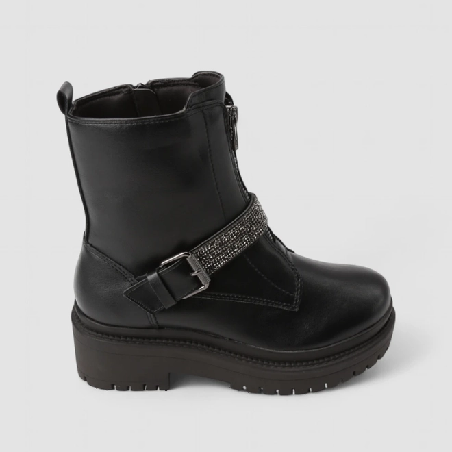 Coturno Feminino Via Marte Fivela Strass Preto