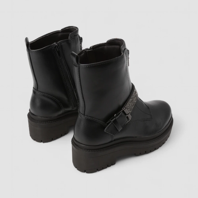 Coturno Feminino Via Marte Fivela Strass Preto