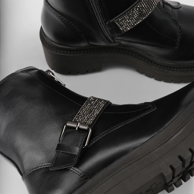 Coturno Feminino Via Marte Fivela Strass Preto