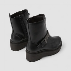 Coturno Feminino Via Marte Fivela Strass Preto
