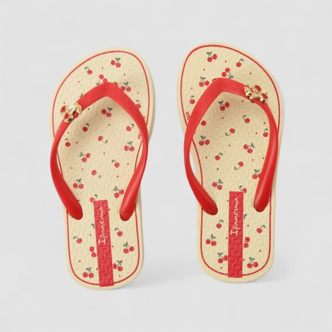 Chinelo Infantil Ipanema Cereja Charm Vermelho & Creme