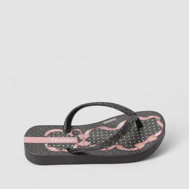 Chinelo Infantil Ipanema Laços Glitter Preto
