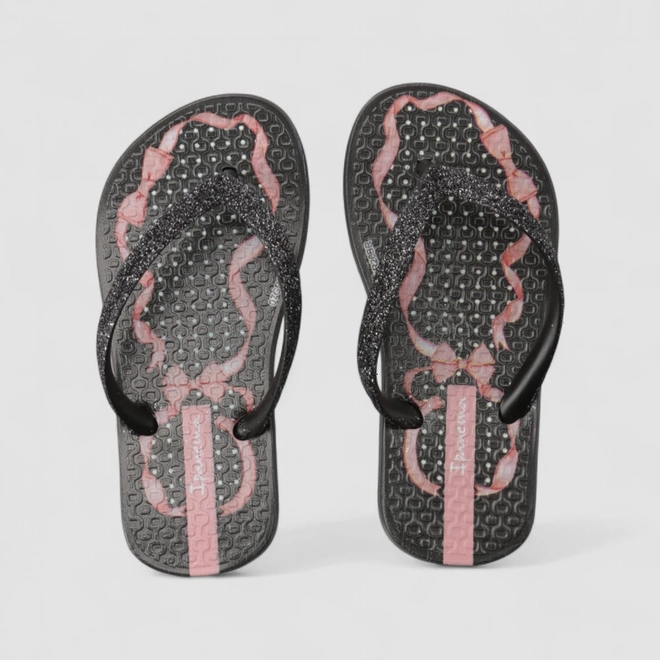 Chinelo Infantil Ipanema Laços Glitter Preto