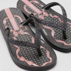 Chinelo Infantil Ipanema Laços Glitter Preto