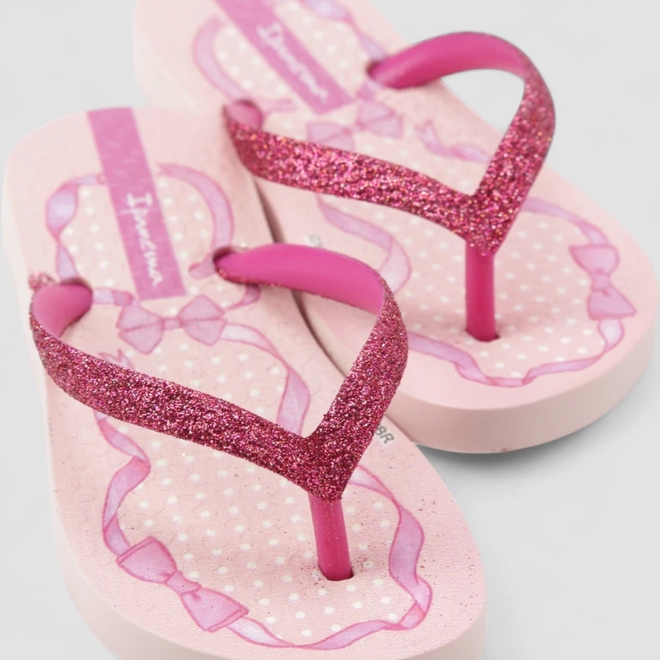 Chinelo Infantil Ipanema Glitter Laços Rosa