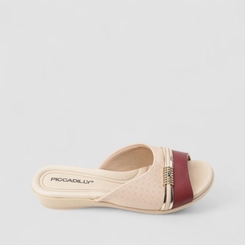 Tamanco Feminino Piccadilly Detalhe Metalizado Bege