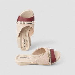 Tamanco Feminino Piccadilly Detalhe Metalizado Bege