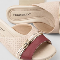 Tamanco Feminino Piccadilly Detalhe Metalizado Bege