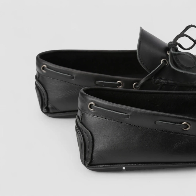 Mocassim Masculino Woche Couro Com Cadarço Preto