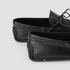 Mocassim Masculino Woche Couro Com Cadarço Preto