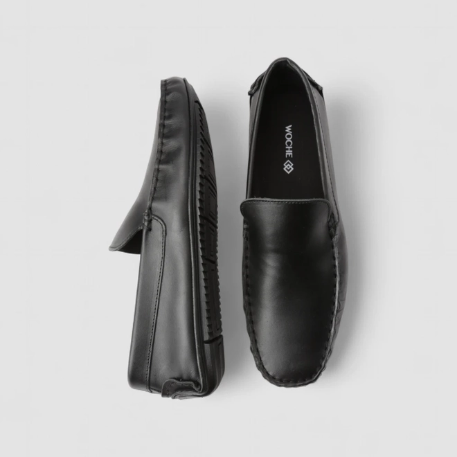 Mocassim Masculino Woche Couro Preto