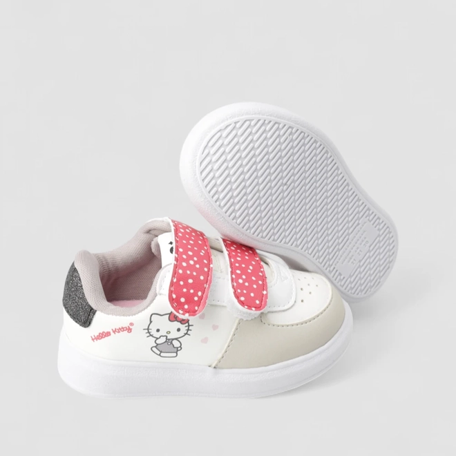 Tênis Casual Bebê Novopé Hello Kitty Detalhe Glitter Branco