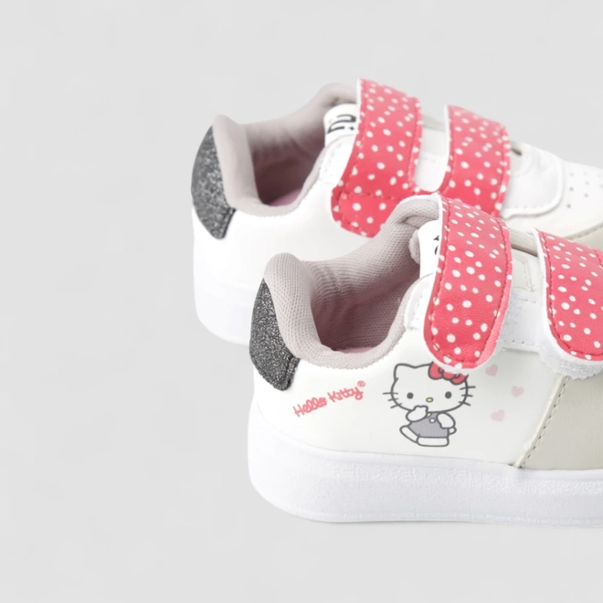 Tênis Casual Bebê Novopé Hello Kitty Detalhe Glitter Branco