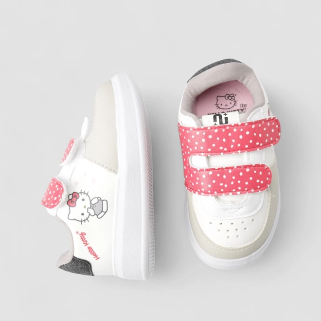 Tênis Casual Bebê Novopé Hello Kitty Detalhe Glitter Branco